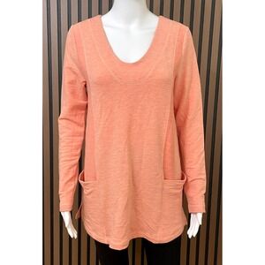 Soft‎ Surroundings Women's XS Pink Sweater Cotton Pullover Boho Stretch Pockets